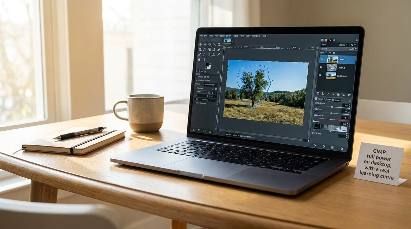 GIMP: full power on desktop, with a real learning curve