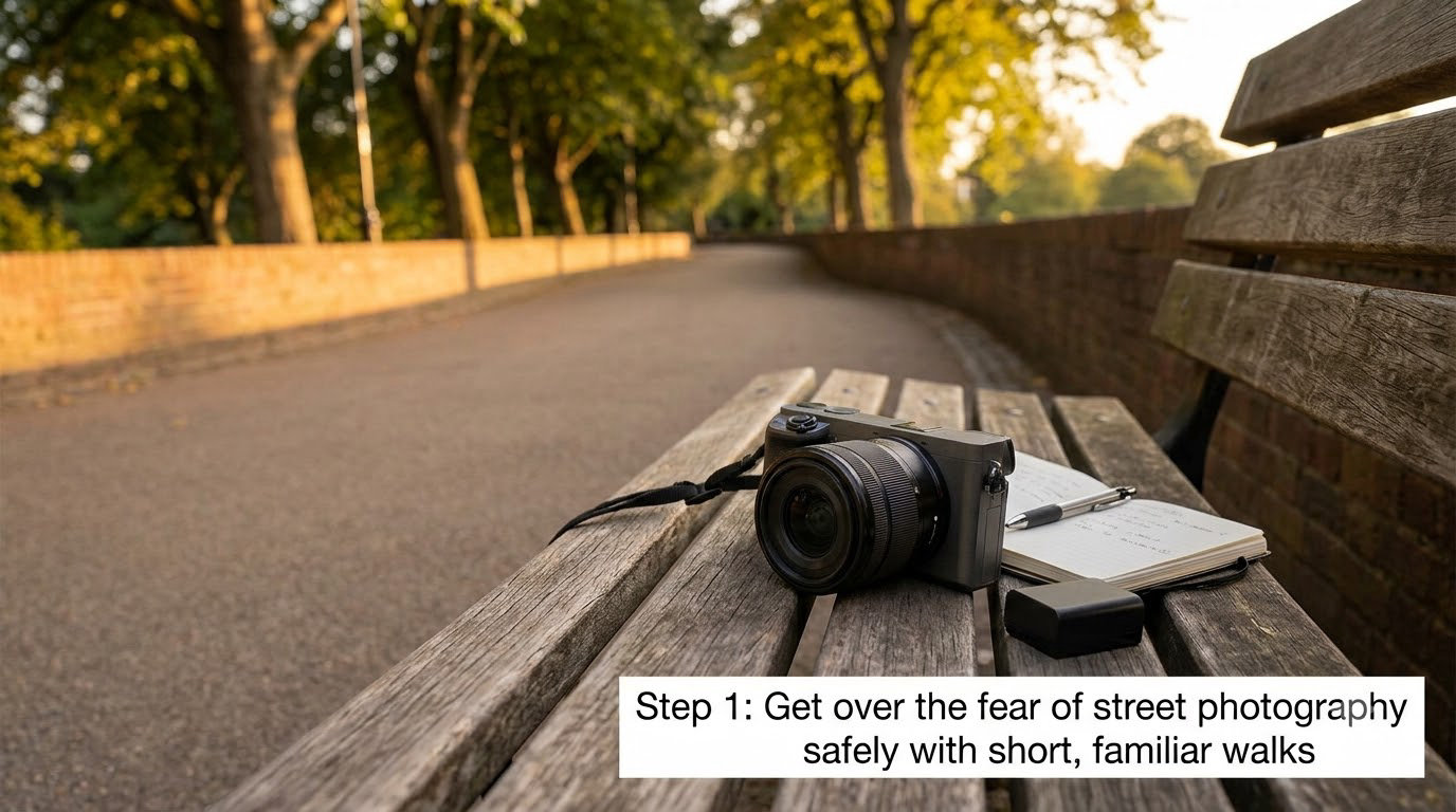 Step 1: Get over the fear of street photography safely with short, familiar walks