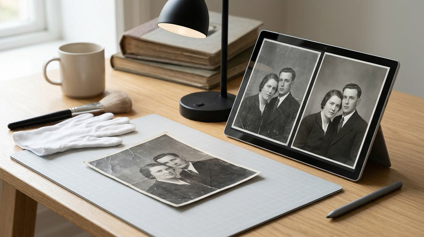 how to remove scratches from scanned photos