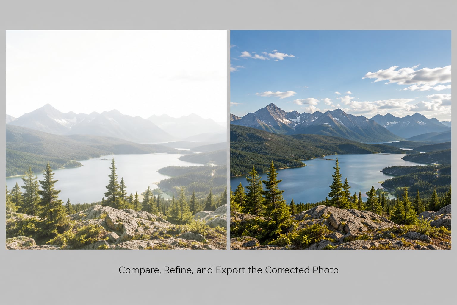 Compare, Refine, and Export the Corrected Photo