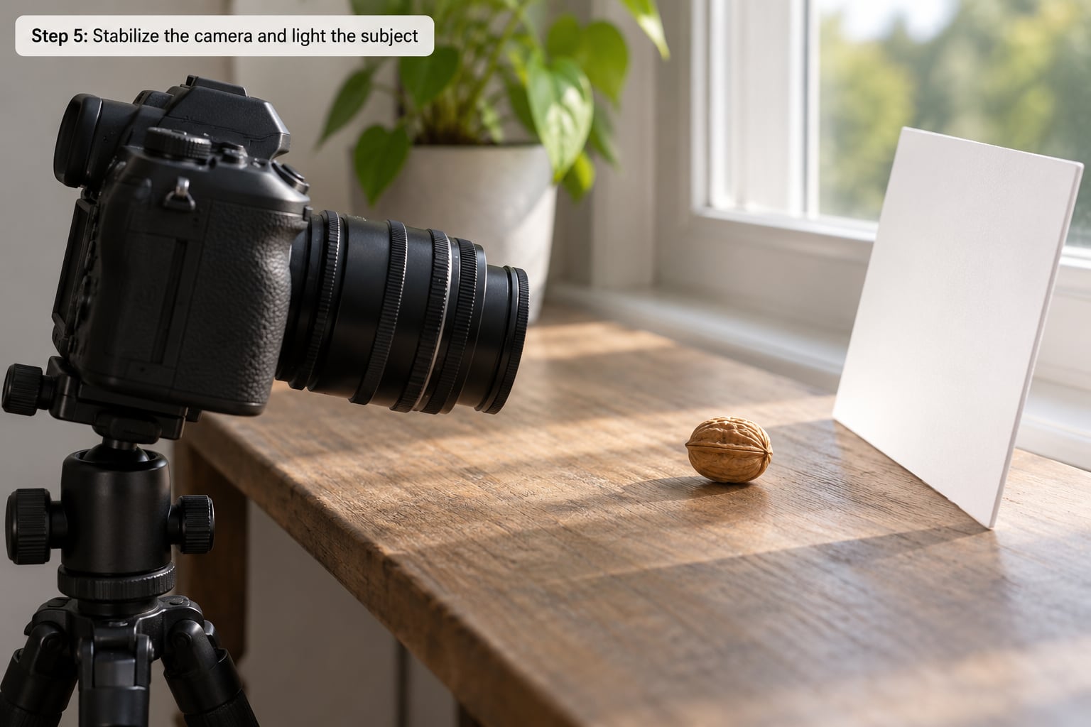 Step 5: Stabilize the camera and light the subject